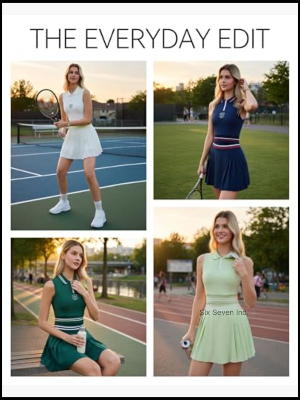 2 Piece Tennis Skirt Set Sleeveless Half Zip Polo Top High Waisted Pleated - Picture 3 of 6